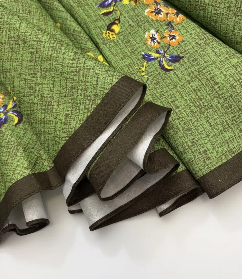 Green Printed Slip Linen Dress Backless Ballet Short Skirt in Green, product view 12