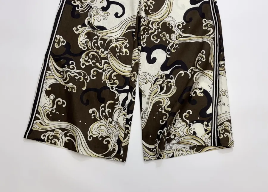 Brown Retro Printed Elegant Otis Elastic-waist Long Pants in Brown, product view 08