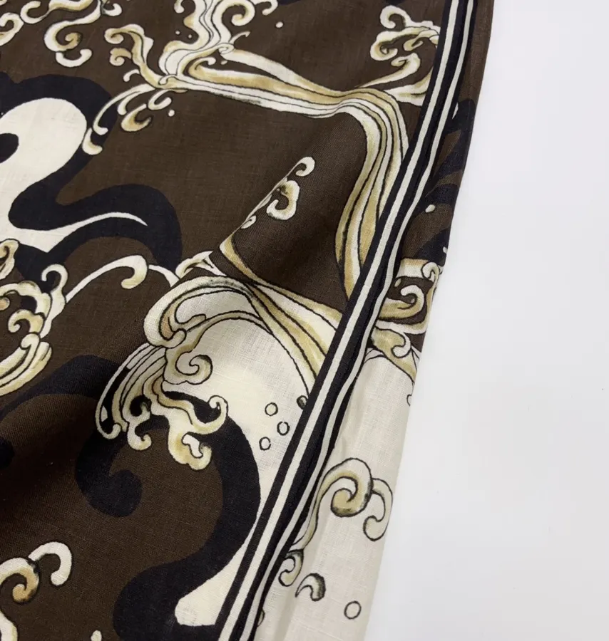 Brown Retro Printed Elegant Otis Elastic-waist Long Pants in Brown, product view 10