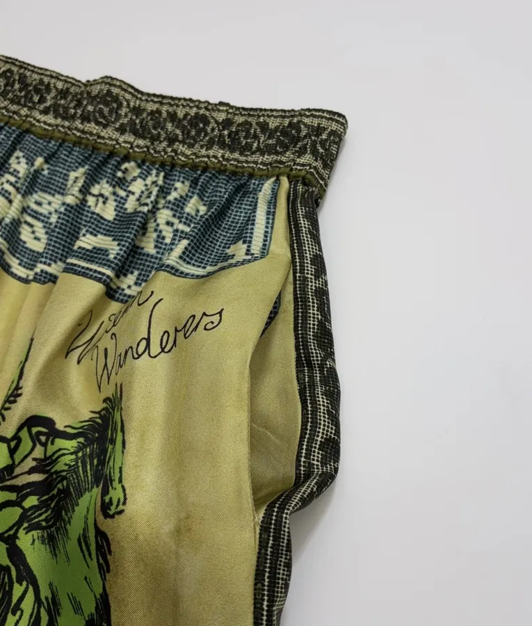 Silk Colorblock Retro Print Cropped Pants in Multicolor, product view 08