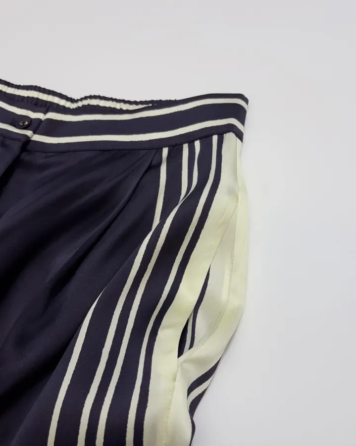 Silk Elastic Waist Casual Pants Trousers in Navy, product view 06