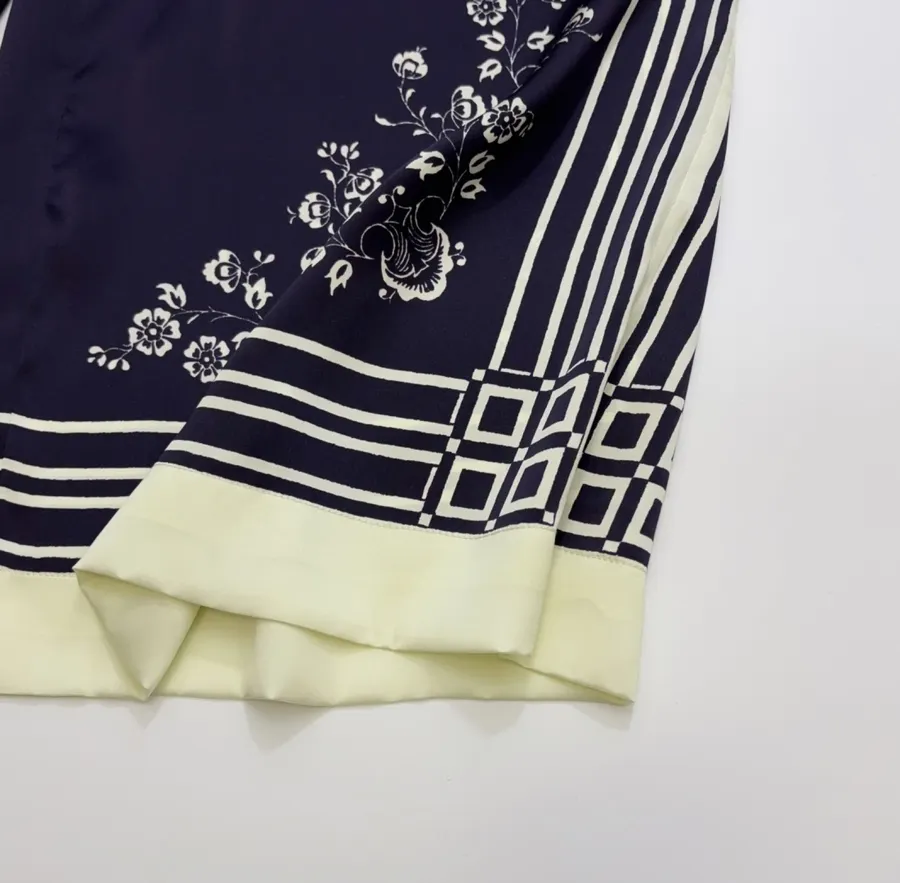 Silk Elastic Waist Casual Pants Trousers in Navy, product view 12