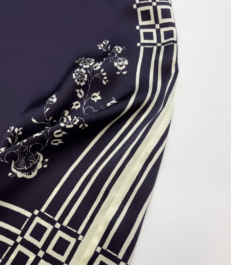 Silk Elastic Waist Casual Pants Trousers in Navy, product view 13