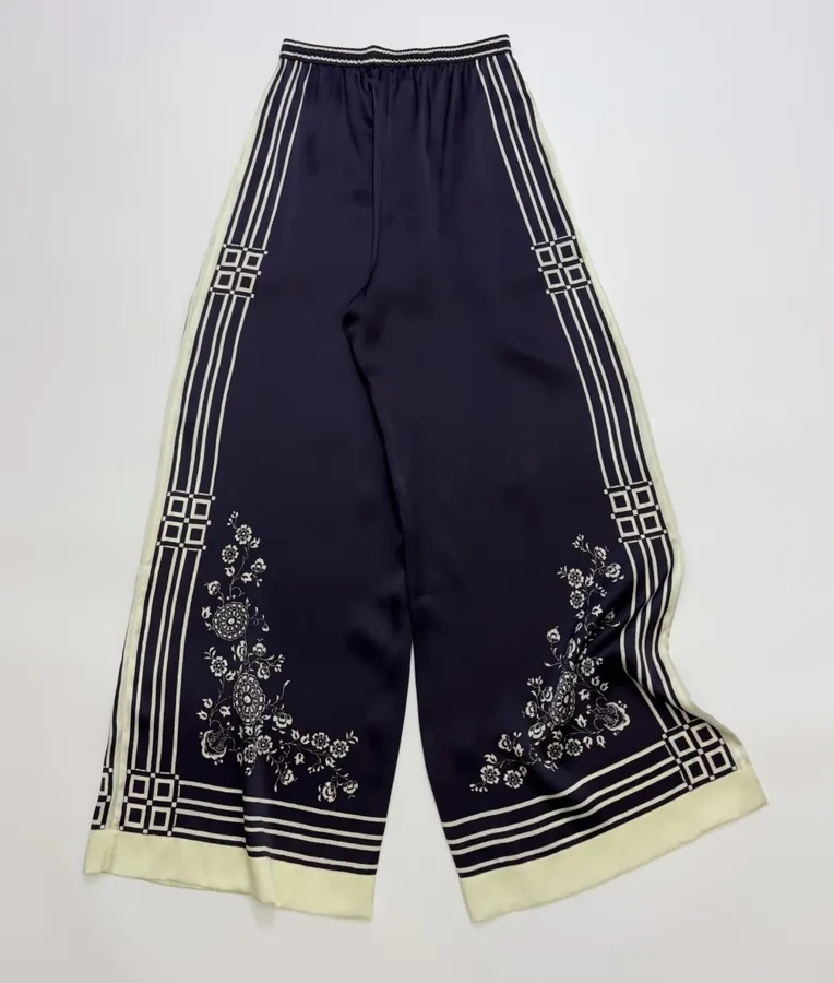 Silk Elastic Waist Casual Pants Trousers in Navy, product view 15