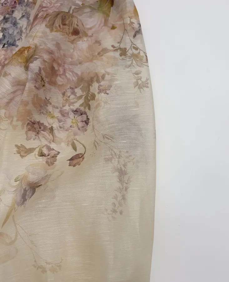Cream Floral Mock-Neck Long-Sleeve Blouse in Beige, product view 07
