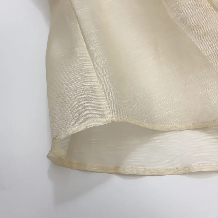 Cream Floral Mock-Neck Long-Sleeve Blouse in Beige, product view 11