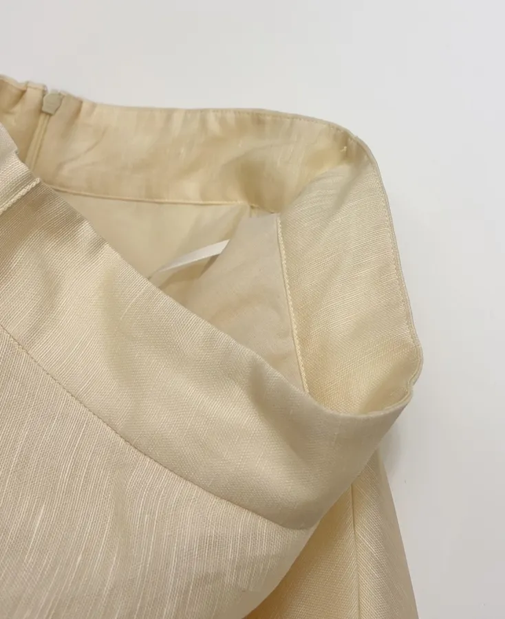 Cream Floral A-Line Midi Skirt in Beige, product view 06