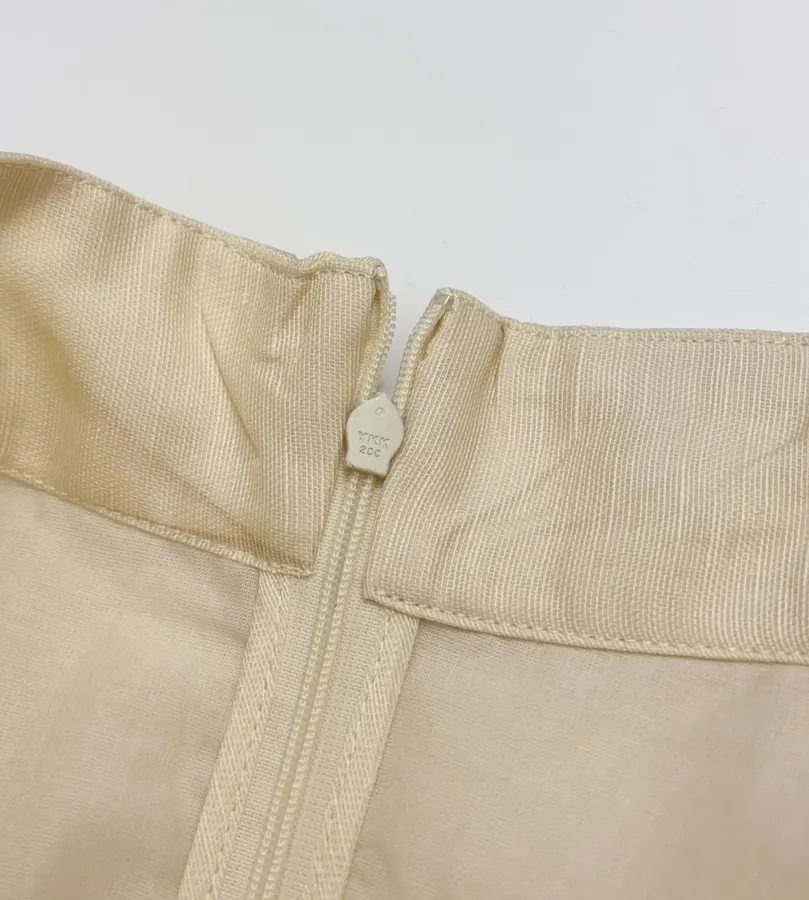 Cream Floral A-Line Midi Skirt in Beige, product view 07
