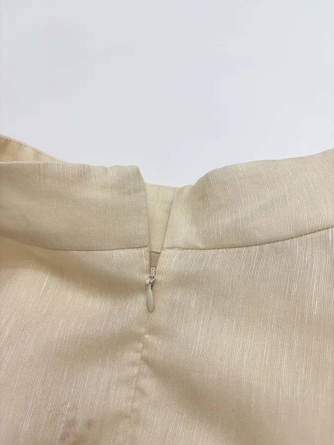 Cream Floral A-Line Midi Skirt in Beige, product view 17