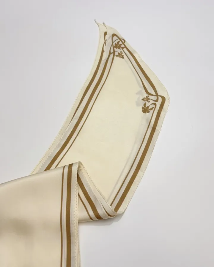 Cream Floral A-Line Midi Skirt in Beige, product view 21