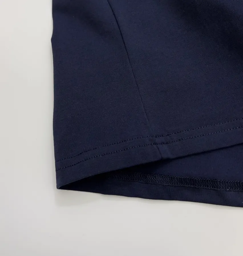 Navy Contrast-Cuff Crew-Neck Long-Sleeve Top in Navy, product view 11