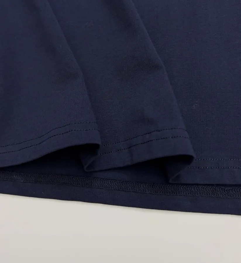Navy Contrast-Cuff Crew-Neck Long-Sleeve Top in Navy, product view 12