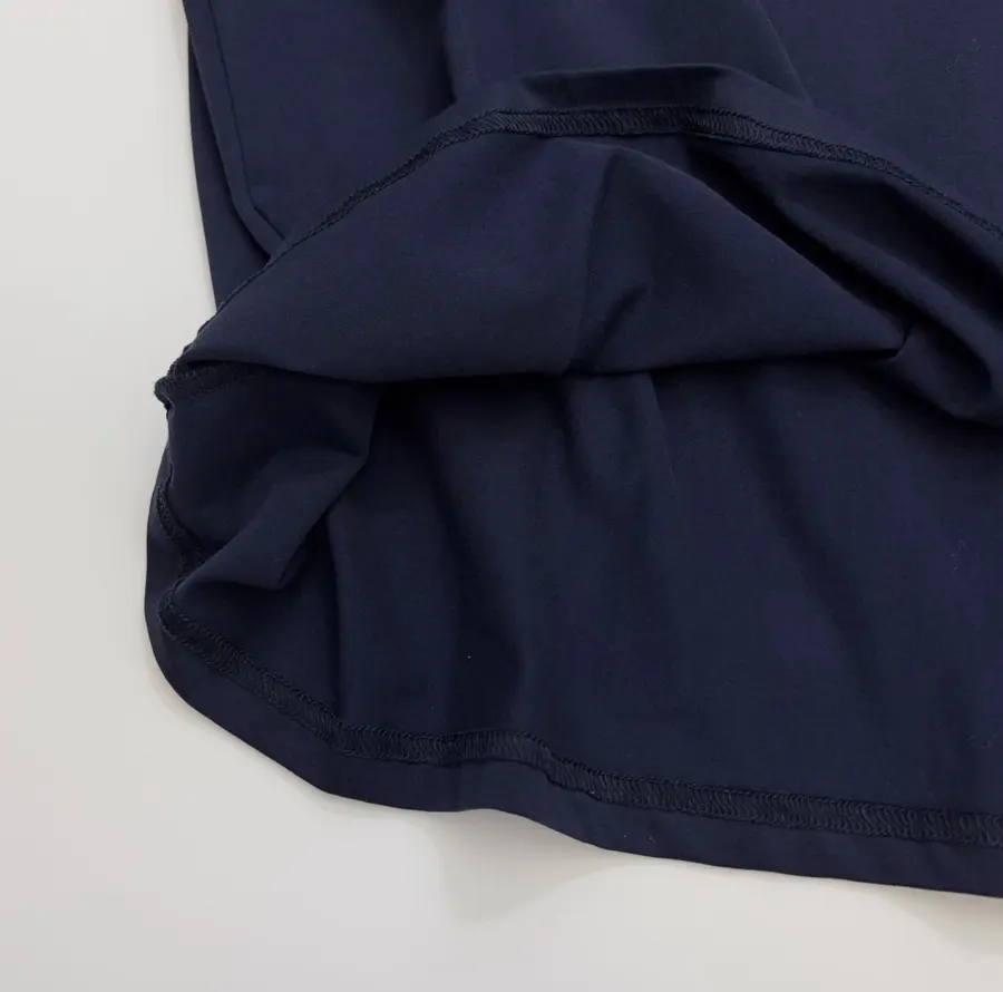 Navy Contrast-Cuff Crew-Neck Long-Sleeve Top in Navy, product view 13