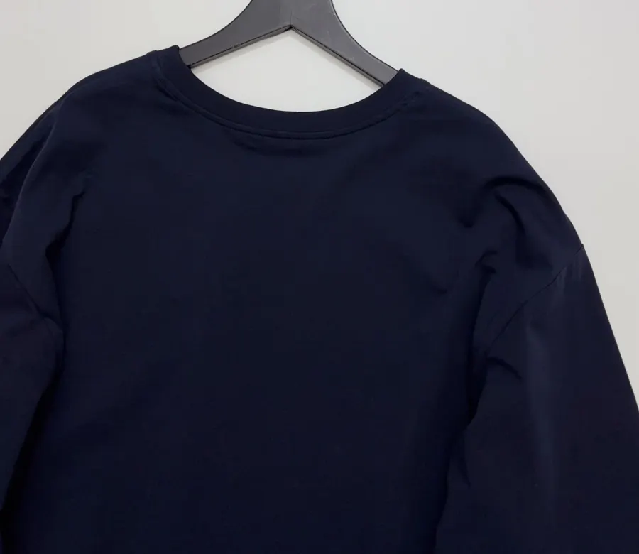 Navy Contrast-Cuff Crew-Neck Long-Sleeve Top in Navy, product view 15