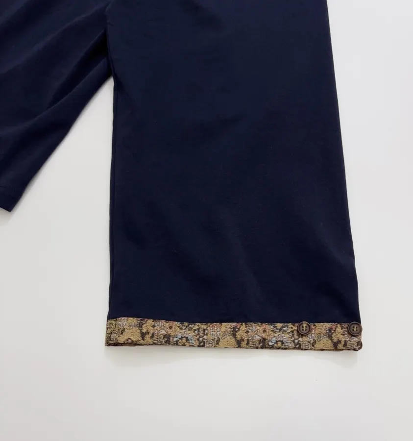 Navy Contrast-Cuff Crew-Neck Long-Sleeve Top in Navy, product view 16