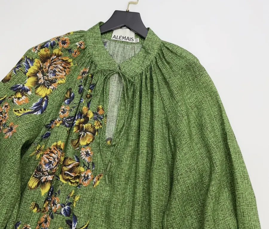 Green Floral Embroidered Maxi Dress in Green, product view 03