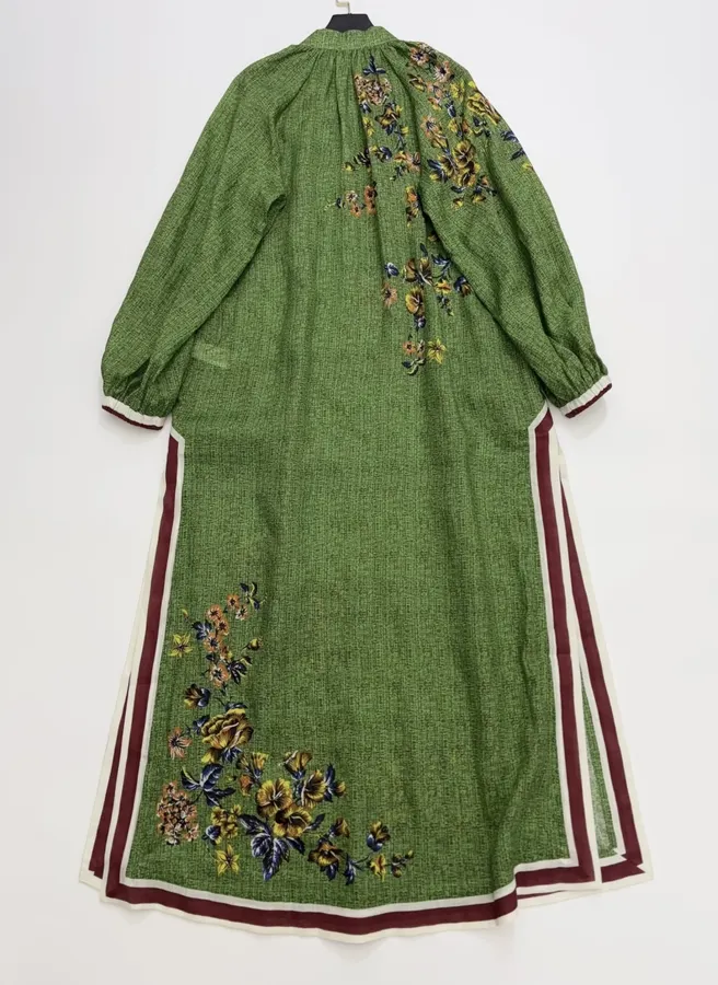 Green Floral Embroidered Maxi Dress in Green, product view 19