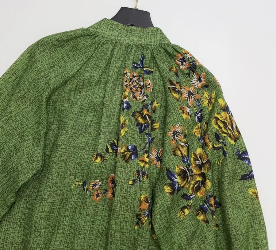 Green Floral Embroidered Maxi Dress in Green, product view 20