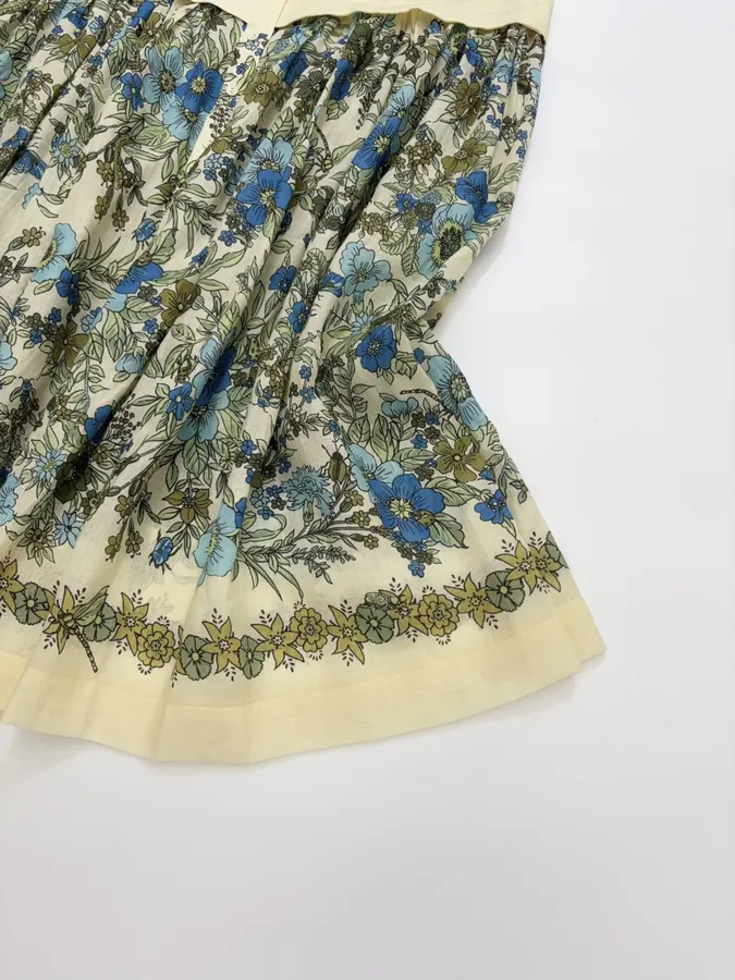 Cream and Blue Floral Tie-Neck Maxi Dress in Blue, product view 17