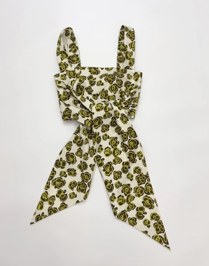 Green Floral Skinny Scarf in Green, product view