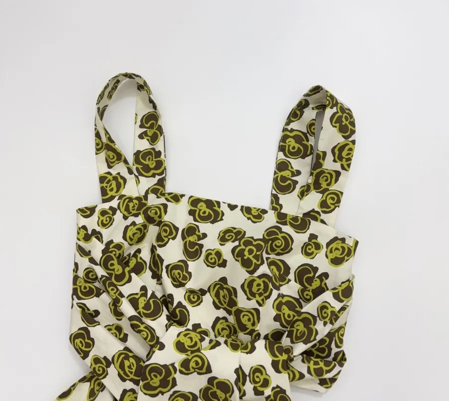 Green Floral Skinny Scarf in Green, product view 02