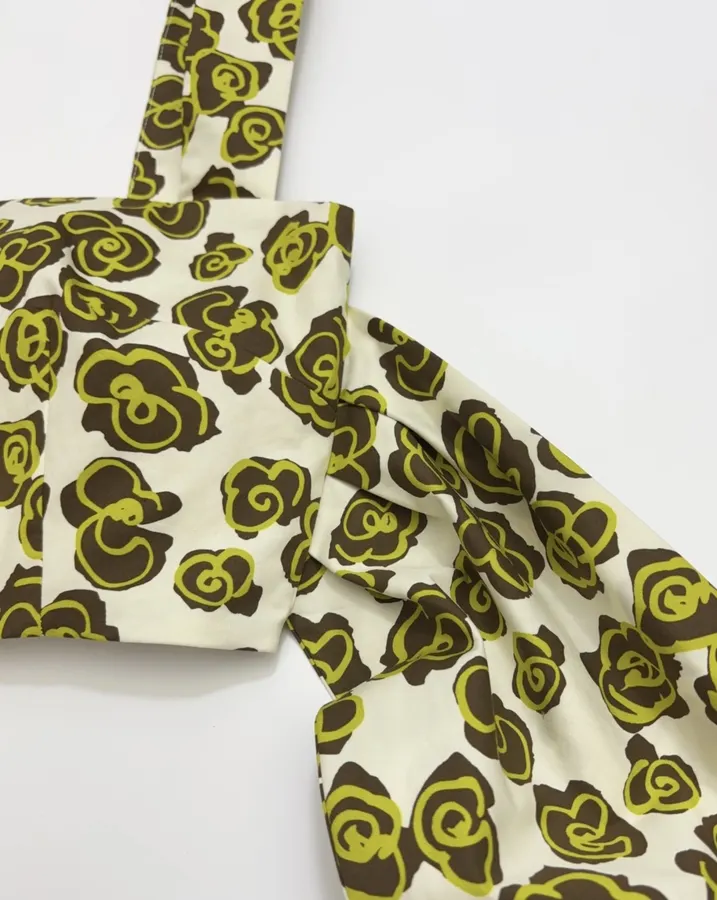 Green Floral Skinny Scarf in Green, product view 06
