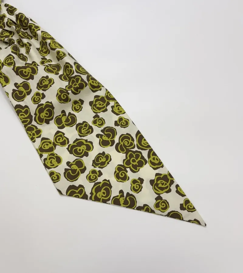Green Floral Skinny Scarf in Green, product view 07