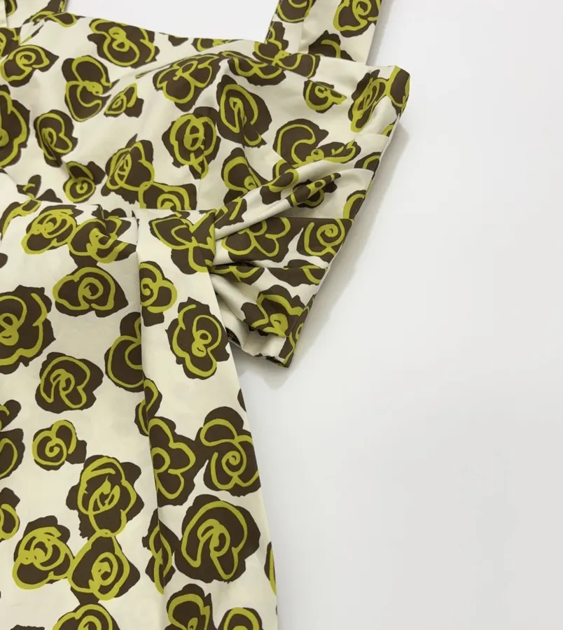 Green Floral Skinny Scarf in Green, product view 08