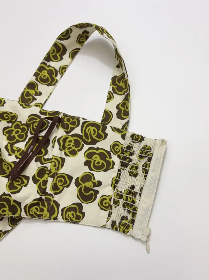Green Floral Skinny Scarf in Green, product view 11