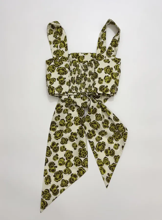 Green Floral Skinny Scarf in Green, product view 13