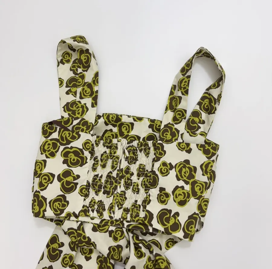 Green Floral Skinny Scarf in Green, product view 14