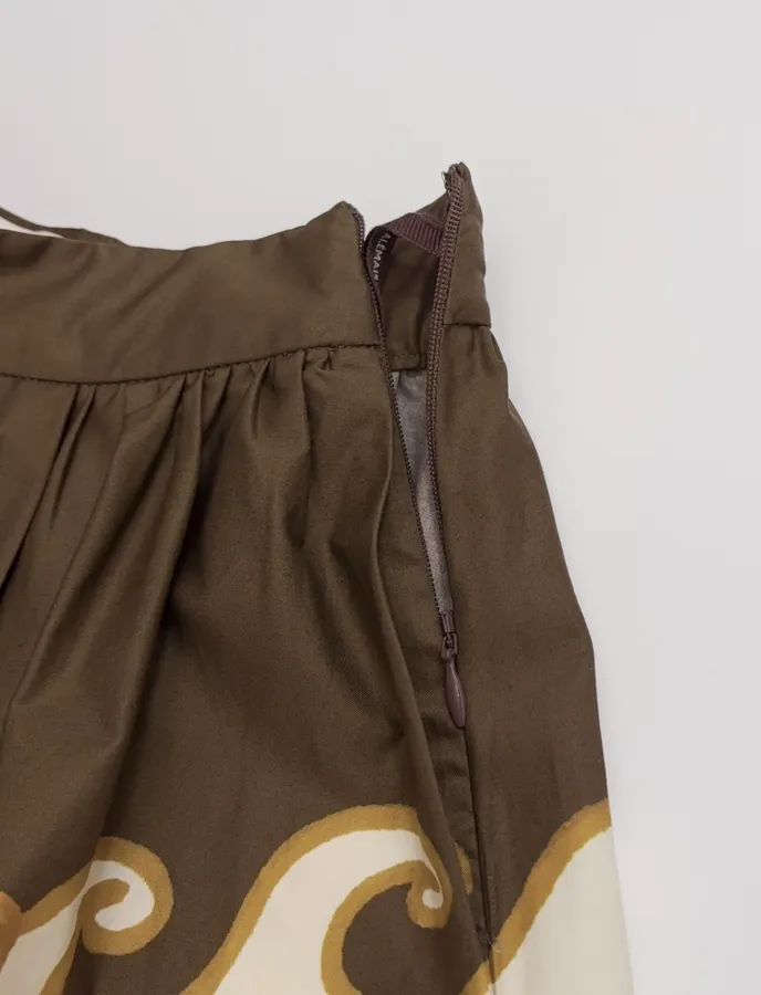 Brown Botanical Print Full Maxi Skirt in Brown, product view 05