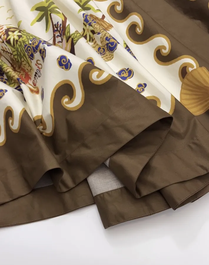 Brown Botanical Print Full Maxi Skirt in Brown, product view 10
