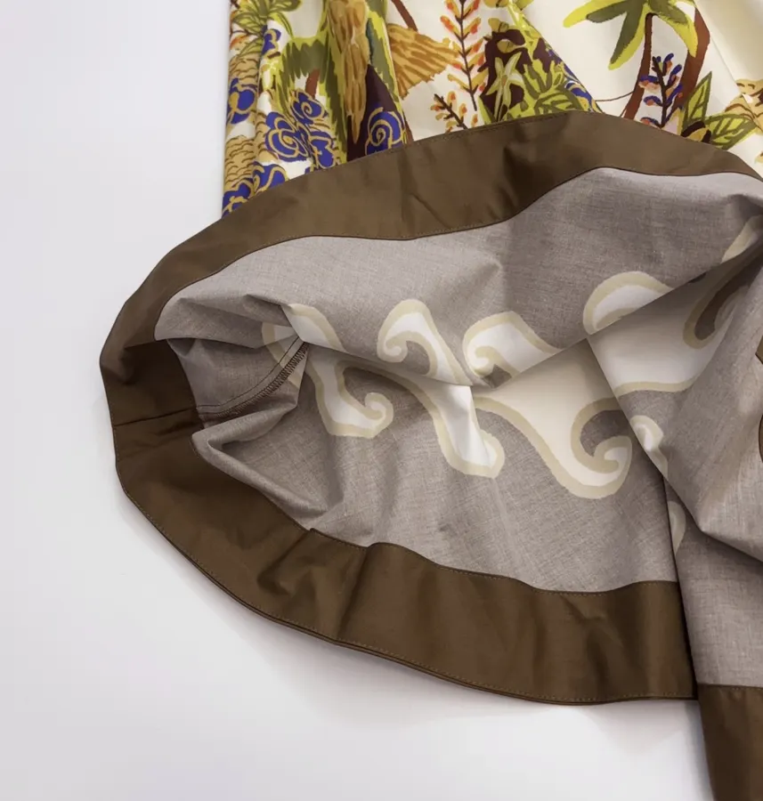 Brown Botanical Print Full Maxi Skirt in Brown, product view 11