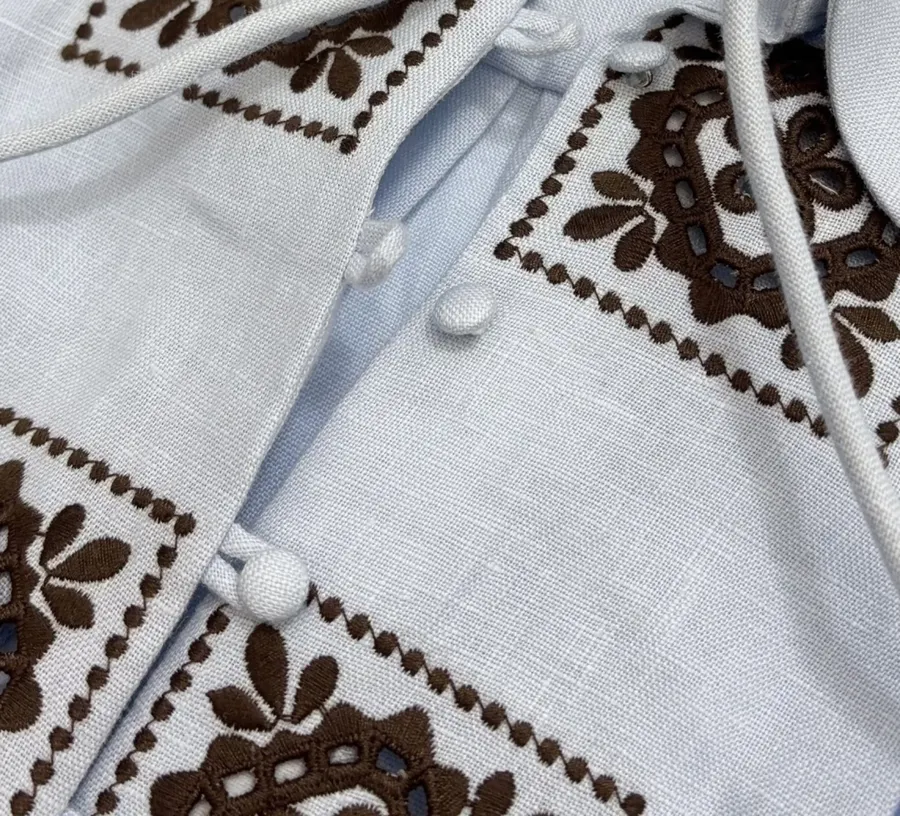 Light Blue Embroidered Panel Shirt Dress in Light Blue, product view 06