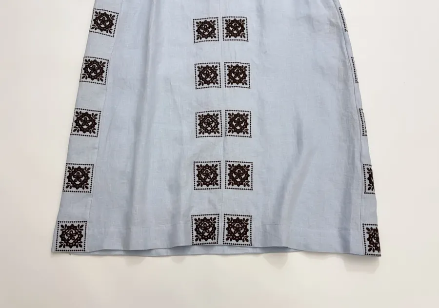 Light Blue Embroidered Panel Shirt Dress in Light Blue, product view 13