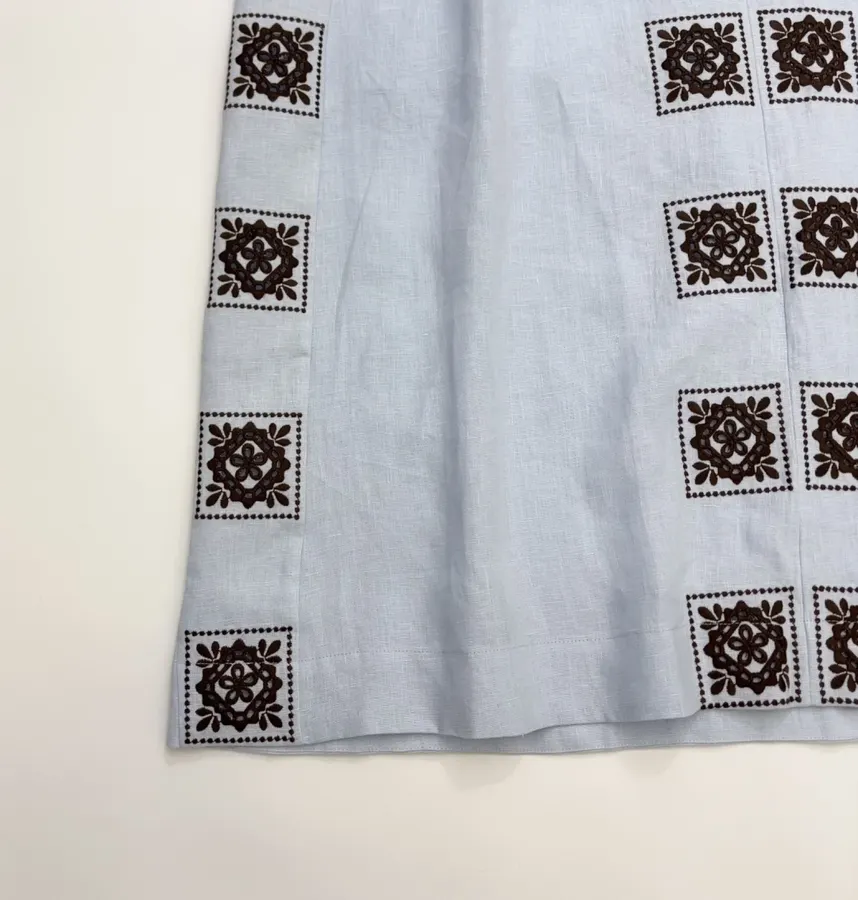 Light Blue Embroidered Panel Shirt Dress in Light Blue, product view 14