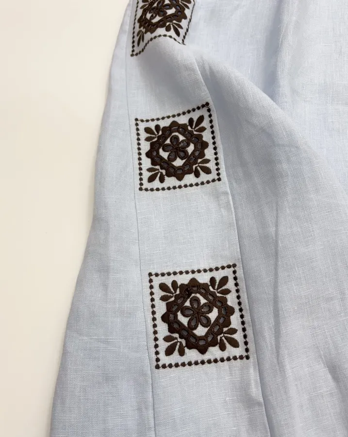 Light Blue Embroidered Panel Shirt Dress in Light Blue, product view 17