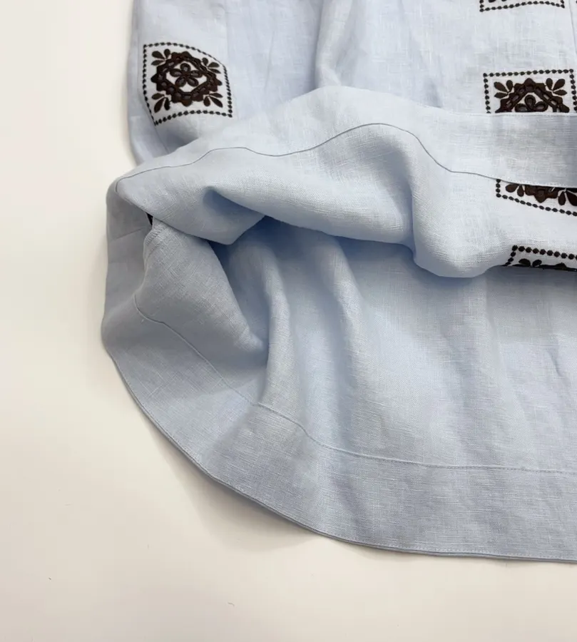 Light Blue Embroidered Panel Shirt Dress in Light Blue, product view 18