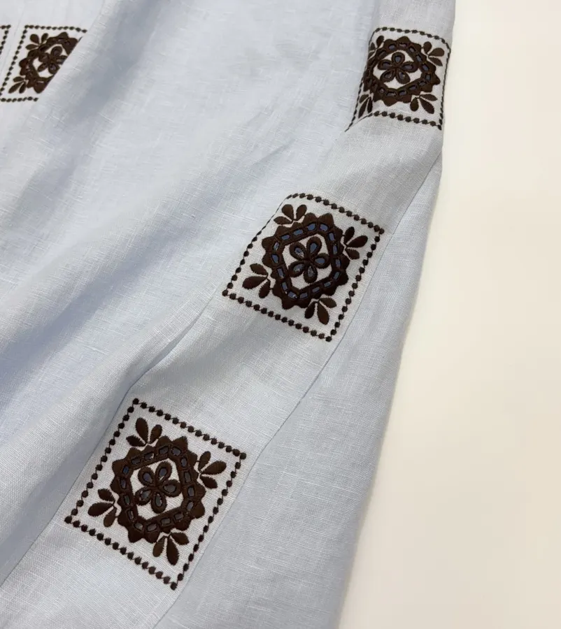 Light Blue Embroidered Panel Shirt Dress in Light Blue, product view 19