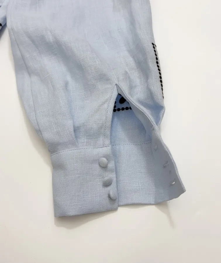 Light Blue Embroidered Panel Shirt Dress in Light Blue, product view 23