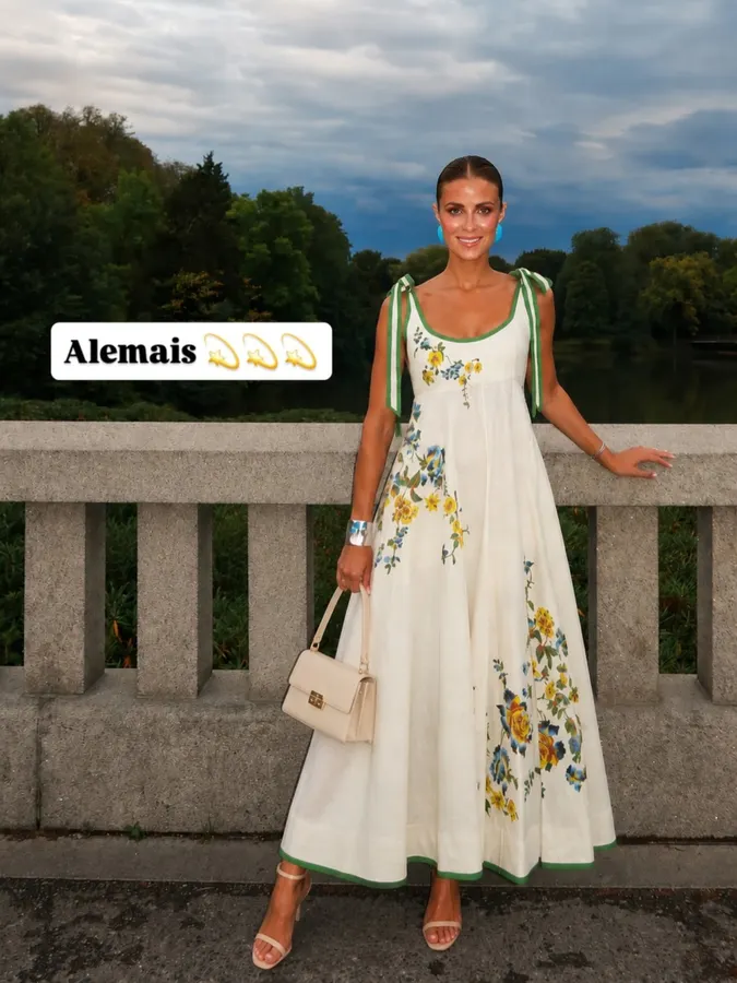 Linen Fille Floral Ballet Slip Dress in Ivory, product view 07