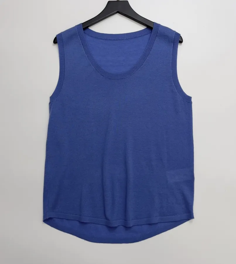 Blue and Charcoal Crew-Neck Sleeveless Top Set in Blue and Charcoal, product view 02