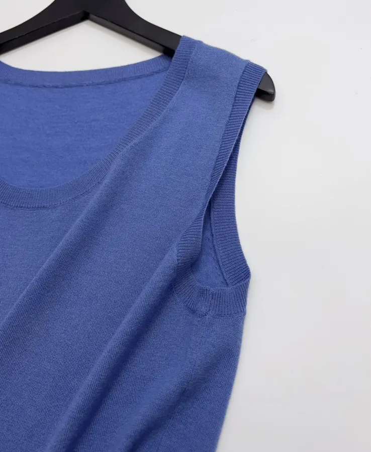 Blue and Charcoal Crew-Neck Sleeveless Top Set in Blue and Charcoal, product view 04