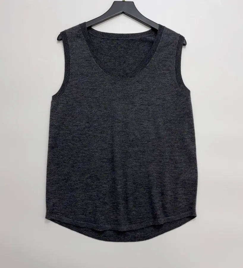 Blue and Charcoal Crew-Neck Sleeveless Top Set in Blue and Charcoal, product view 11