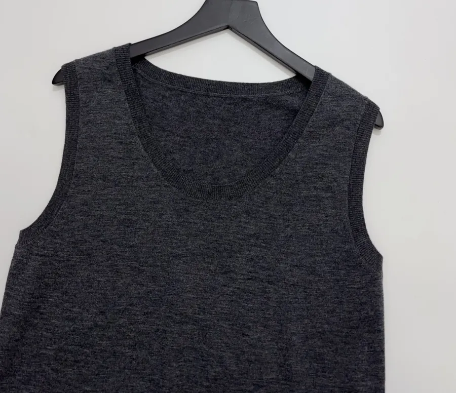 Blue and Charcoal Crew-Neck Sleeveless Top Set in Blue and Charcoal, product view 12