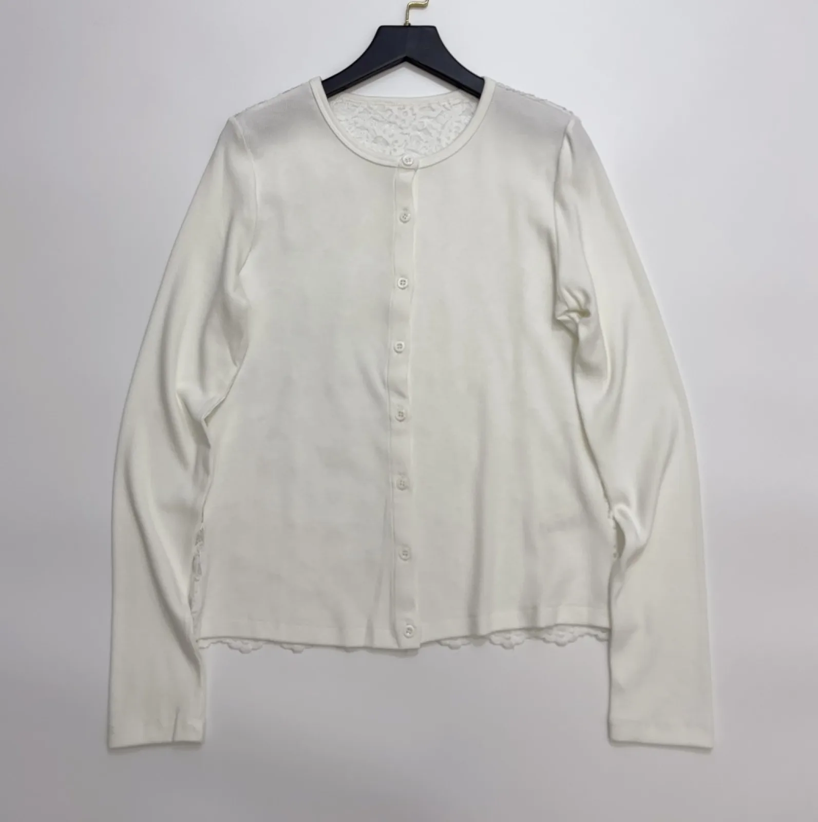 Ivory crew-neck button cardigan