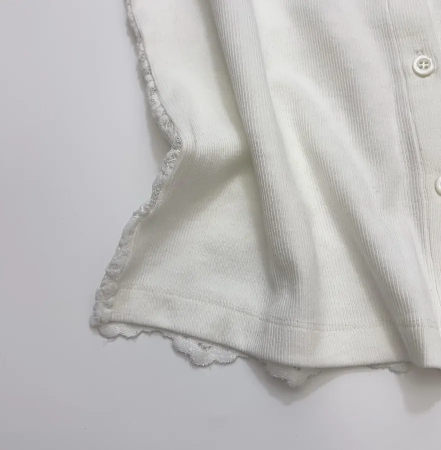 Ivory Crew-Neck Button Cardigan in Off-White, product view 08