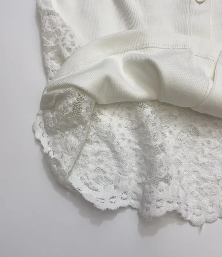 Ivory Crew-Neck Button Cardigan in Off-White, product view 09