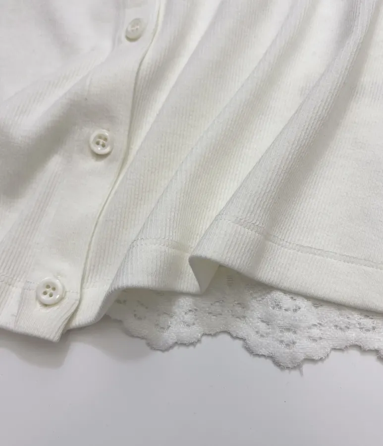 Ivory Crew-Neck Button Cardigan in Off-White, product view 10